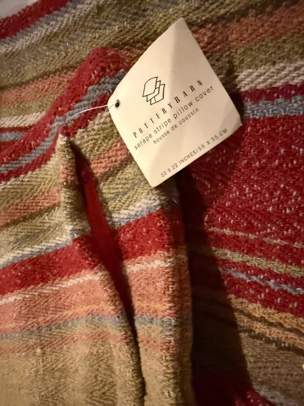 Rare! New Pottery Barn Serape Stripe Kilim Pillow Cover Set/3, 22” and 14X36”
